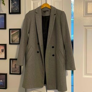 Zara outerwear Grey lined double breasted womens coat - size medium